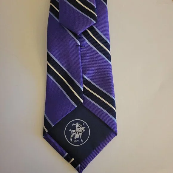 HART SCHAFFNER MARX Men's 100% Silk Necktie Amethyst Black Stripe 60" X 3.25" - Picture 3 of 4